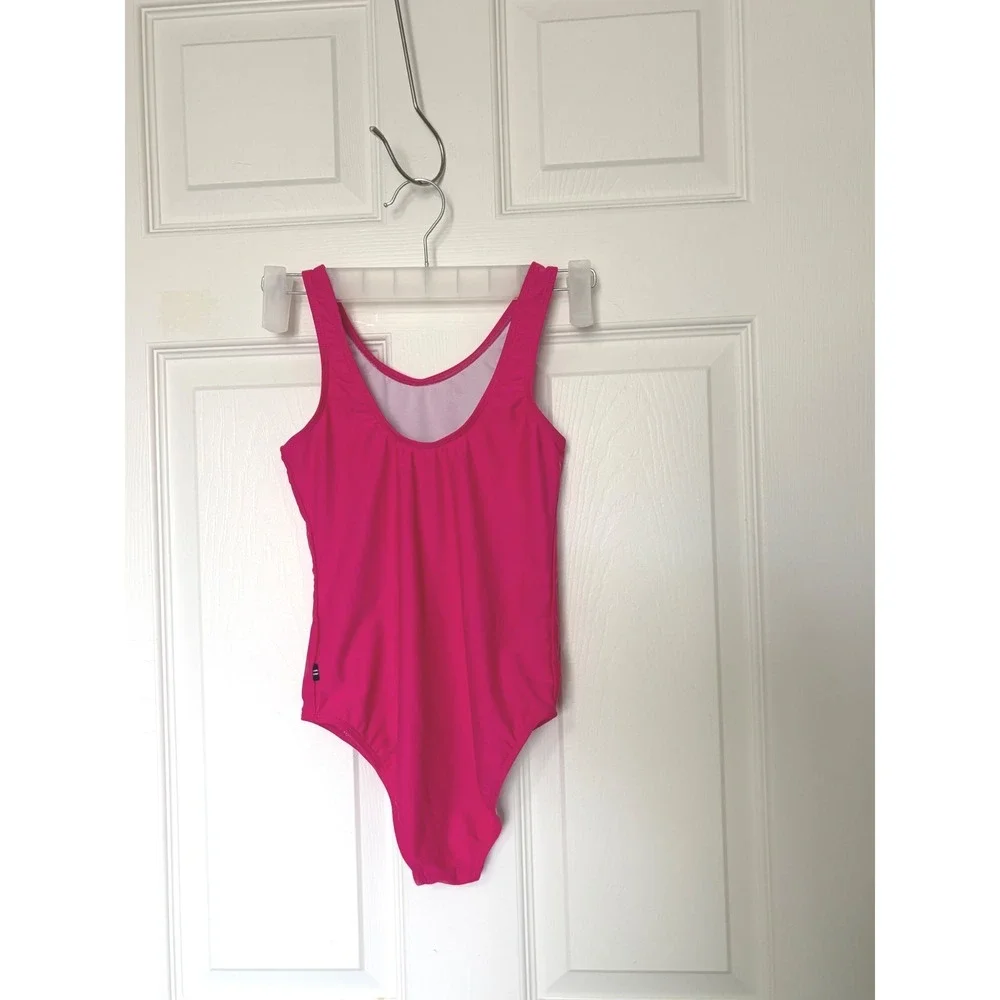 Nautica Girls Pink One Piece Swimsuit Hibiscus Sequin Graphic DO NOT‎ BUY